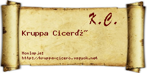 Kruppa Ciceró névjegykártya